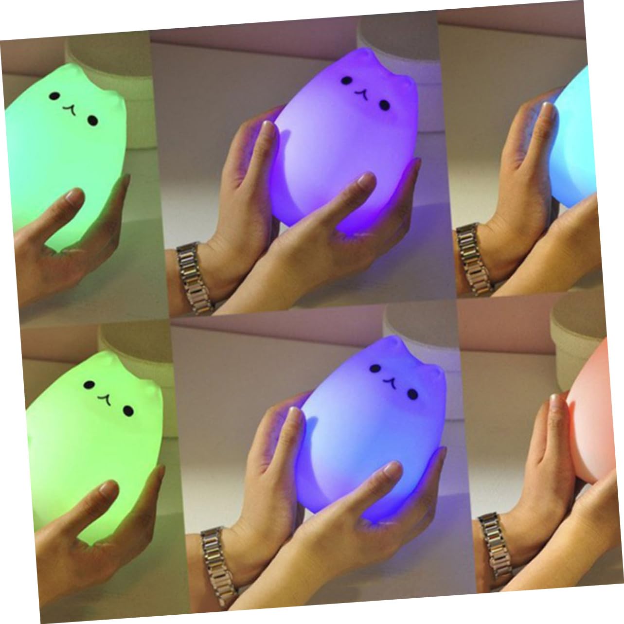 Лампа HEMOTON USB Перезаряджувана Нічник Пульт дистанційного керування Силіконовий Кіт Білий, фото №4