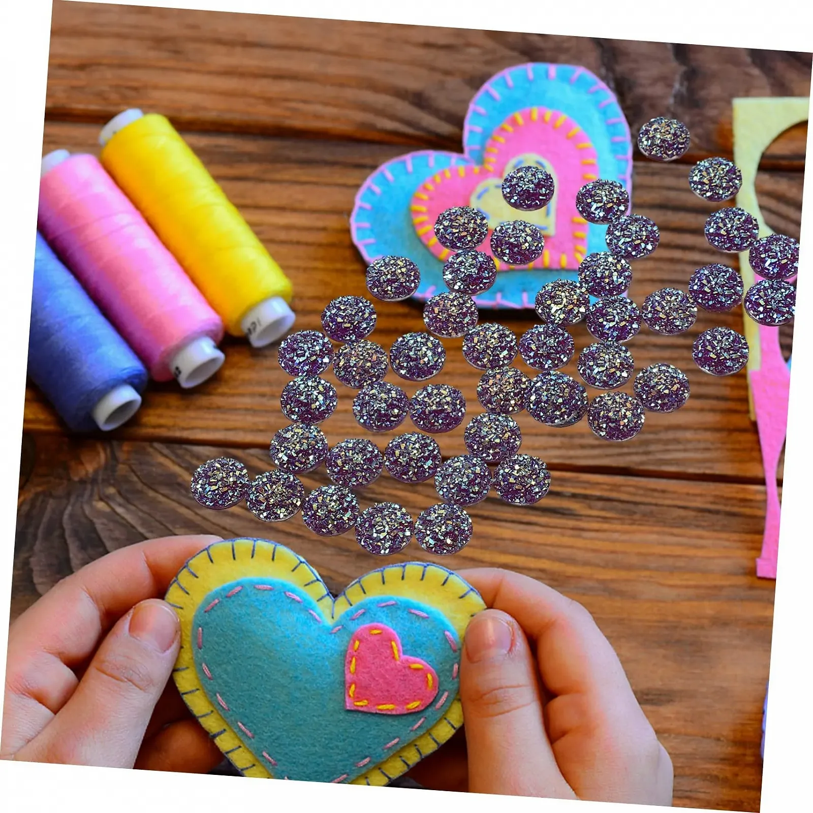 Стрази DECHOUS Плоскі 500 шт., фіолетові, смола, фото №5