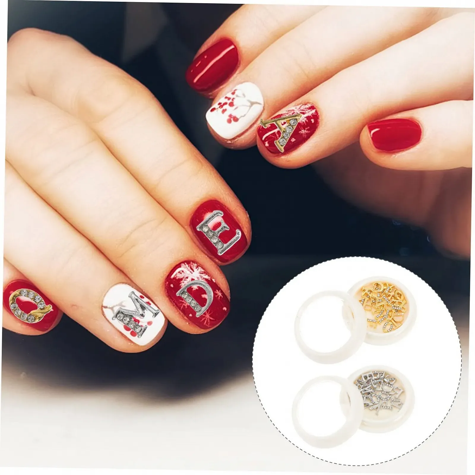 Металлические буквы для ногтей FRCOLOR, 2 коробки, украшения для ногтей, декор для ногтей с буквами со стразами, буква A, изготовлены из сплава металла цинка, 3D заколка для волос, лак для ногтей, фото №2