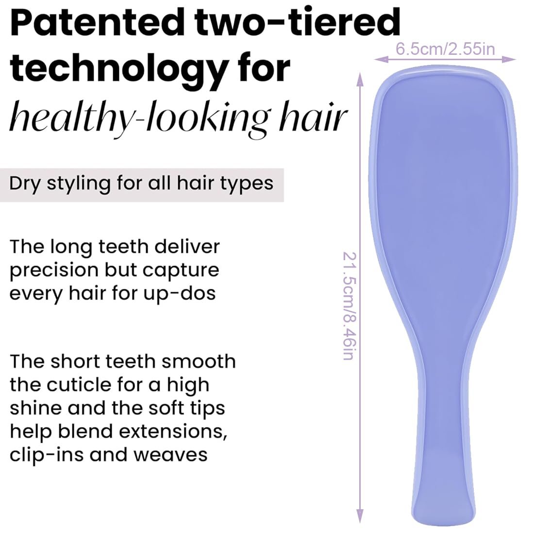 Гребінець для волосся HAMKU Tangle Teeezer Fine and Fragile Wet Detangler з м'якими гнучкими зубчиками для тонкого волосся (фіолетовий), фото №2