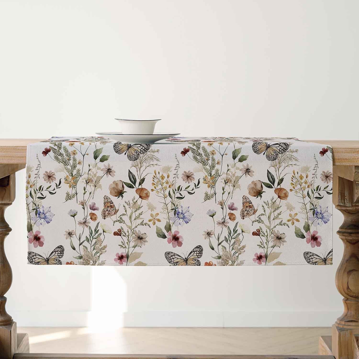 Скатертина Spring Сучасна Квіти та метелики Квадратна Миюча 85 x 85 см, фото №5