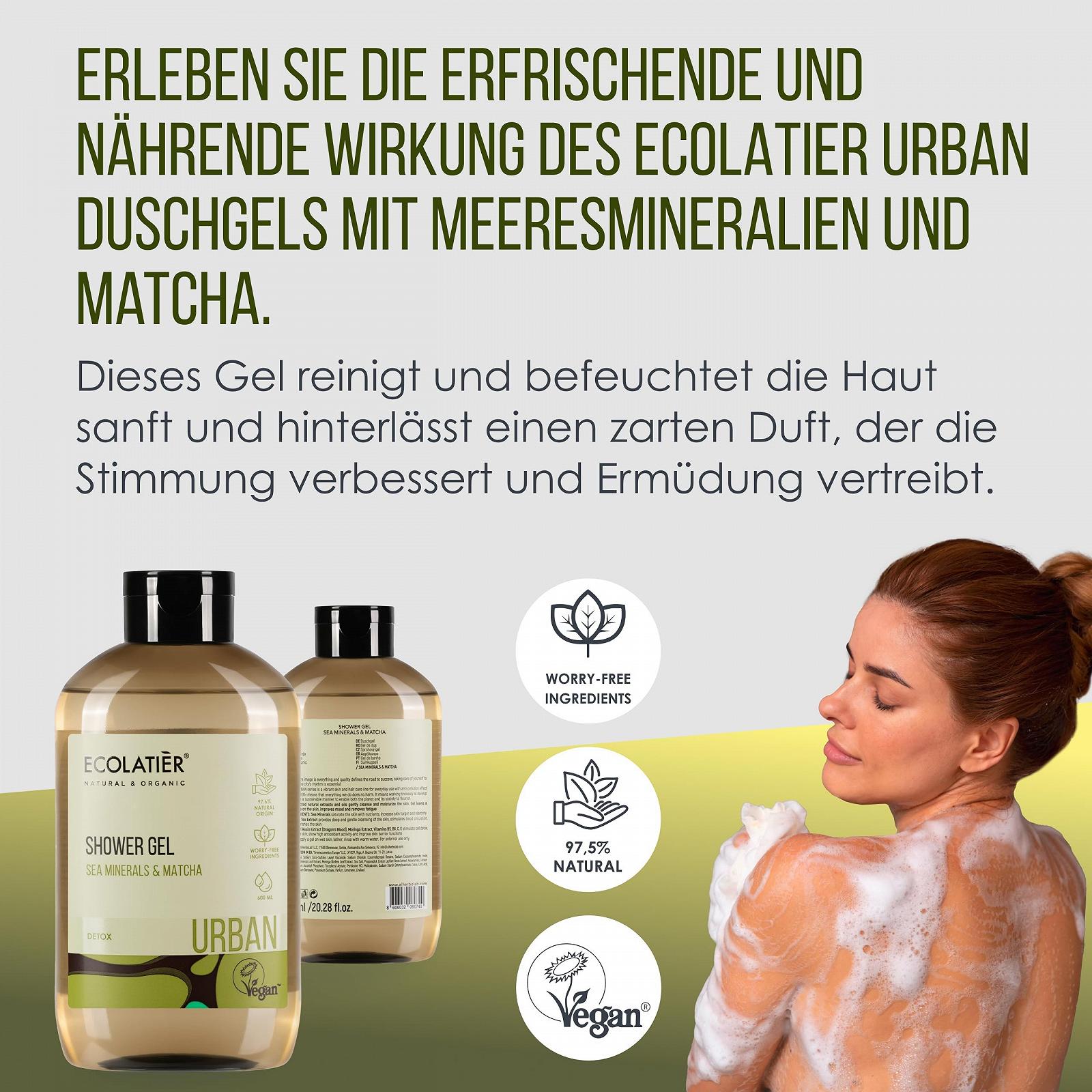 Гель для душу ECOLATIÈR Ecolatier Urban Series Sea Minerals & Matcha 600 мл, фото №2