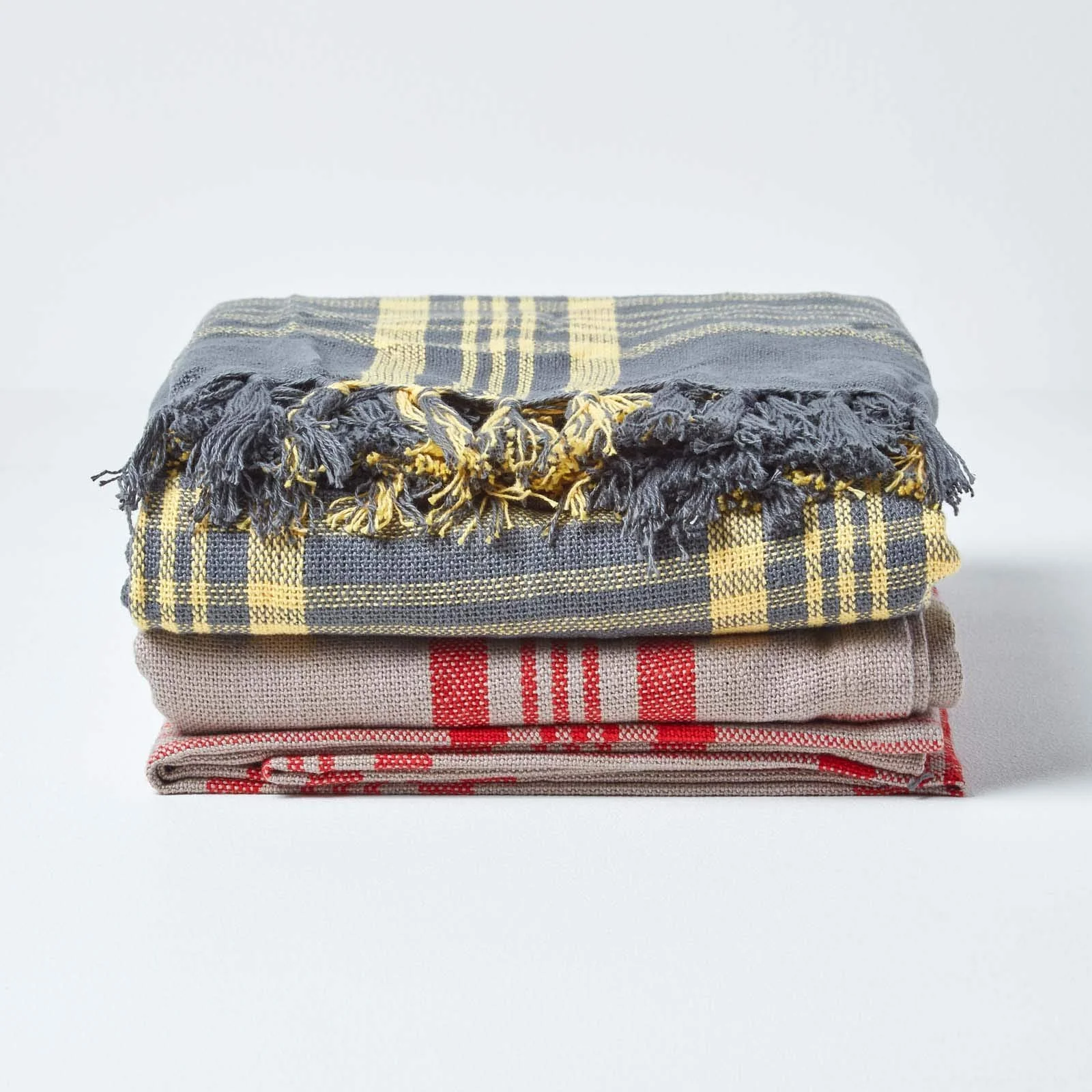 Покривало Середній Сірий & Жовтий Тартан Homescapes 152 см x 203 см, фото №6