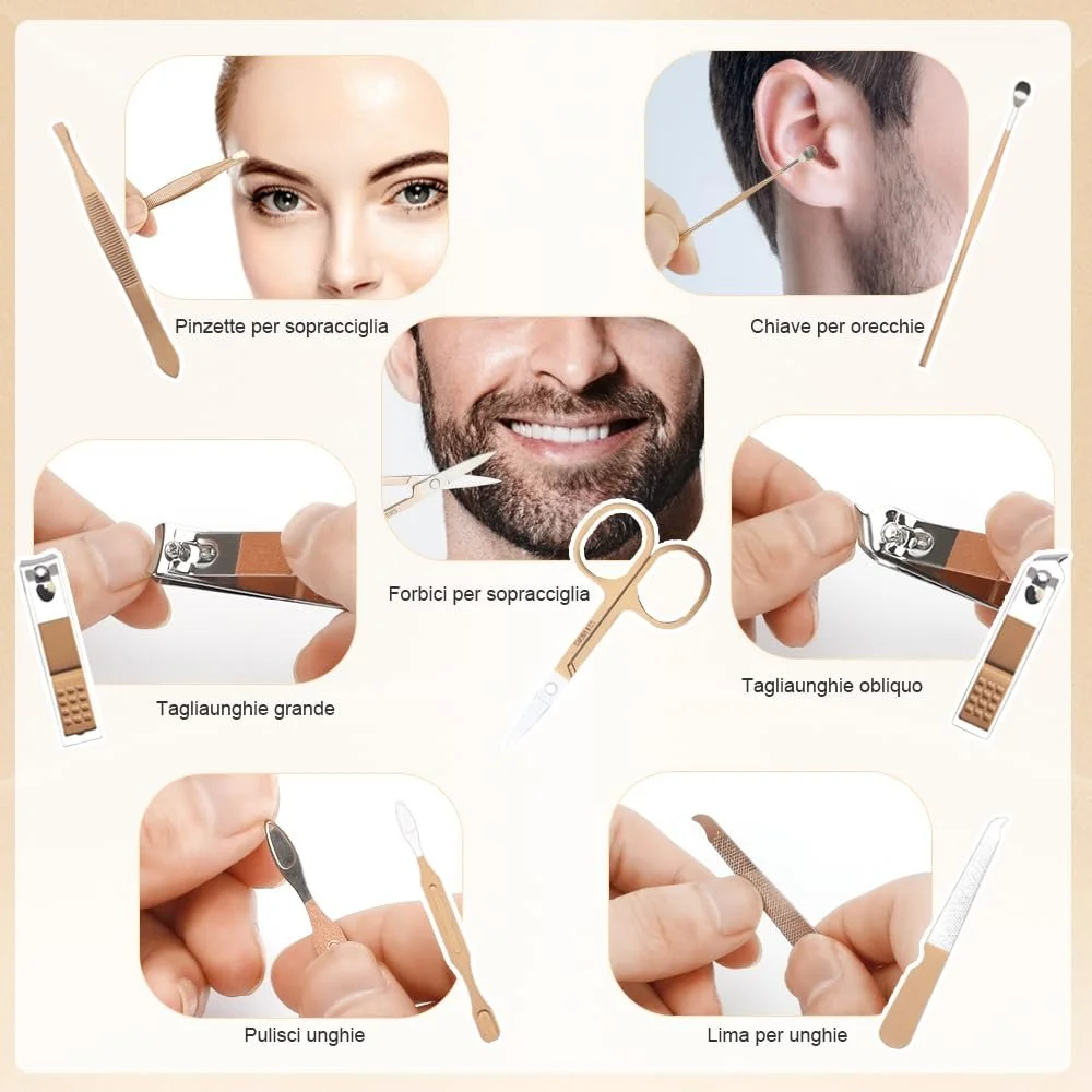 Набор для маникюра из нержавеющей стали для женщин и мужчин с дорожной сумкой, фото №4 Набор для маникюра из нержавеющей стали для женщин и мужчин с дорожной сумкой, фото №4