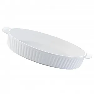 Форма для запекания VALICLUD Керамическая Овальная с двойной ручкой Белая - Фото 1