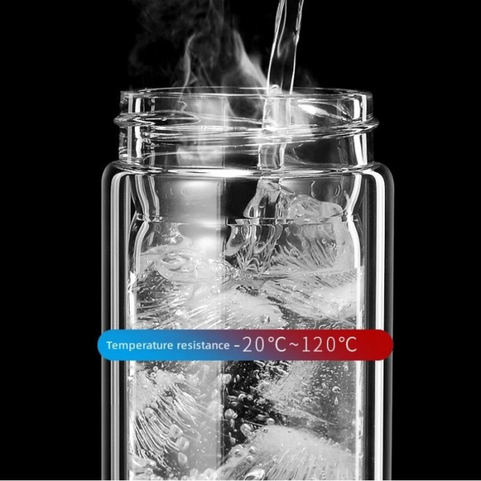 Стеклянный термос с двойными стенками для чая Infuser 280 мл золотой, фото №6