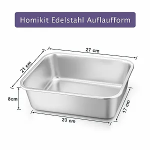 Форма для запекания Homikit прямоугольная из нержавеющей стали 27 x 21 x 8 см synthetic.ua - Фото 1