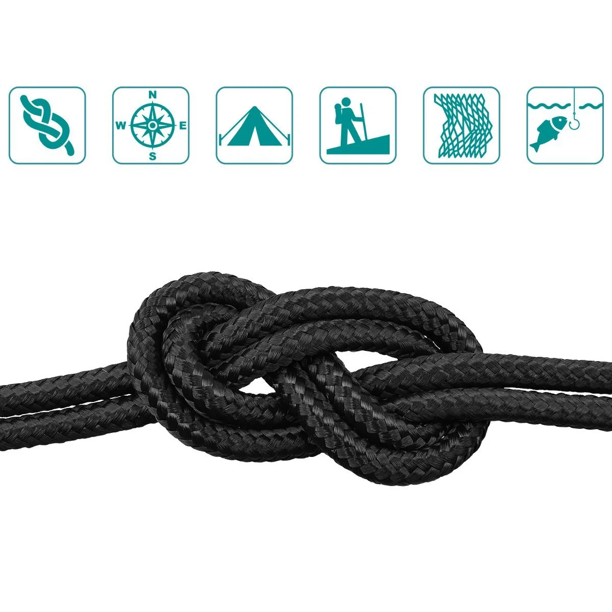 Мотузка Navaris Survival 4 мм, 30,5 м, універсальна, чорна, фото №4