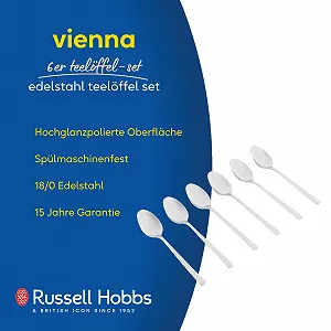 Ложки чайные Russell Hobbs Viennese набор 6 шт, нержавеющая сталь, цвет серебристый synthetic.ua - Фото 1