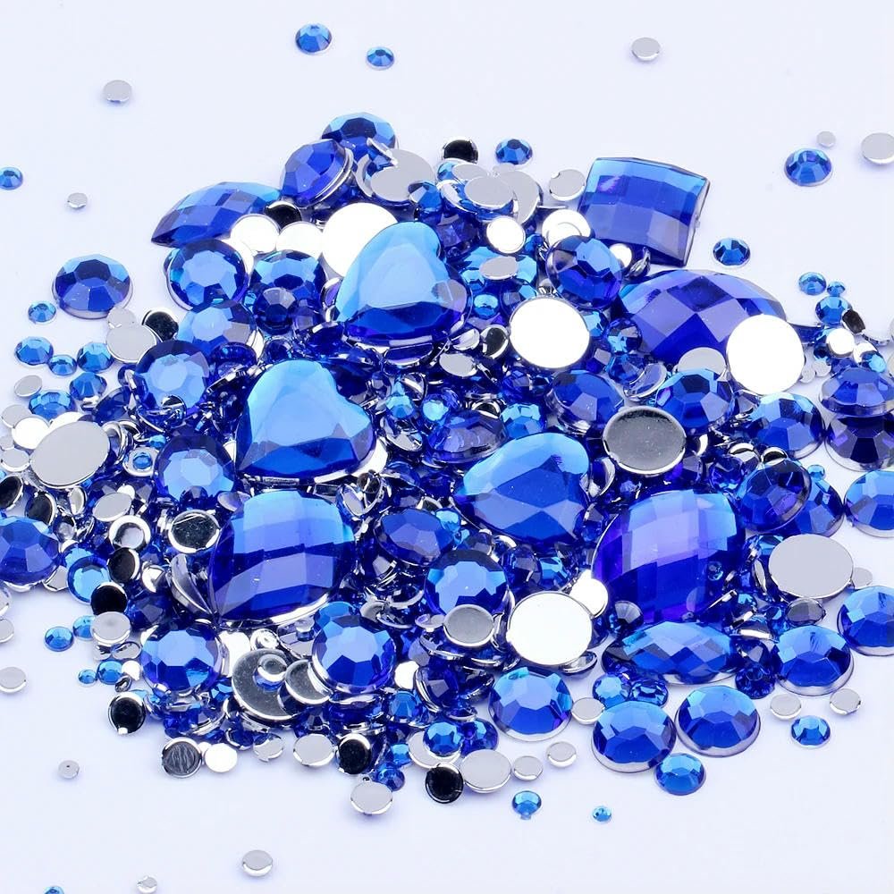 Стразы Круглые Акриловые HOCEDO Смешанный Размер Синий, 1000 шт, фото №1
