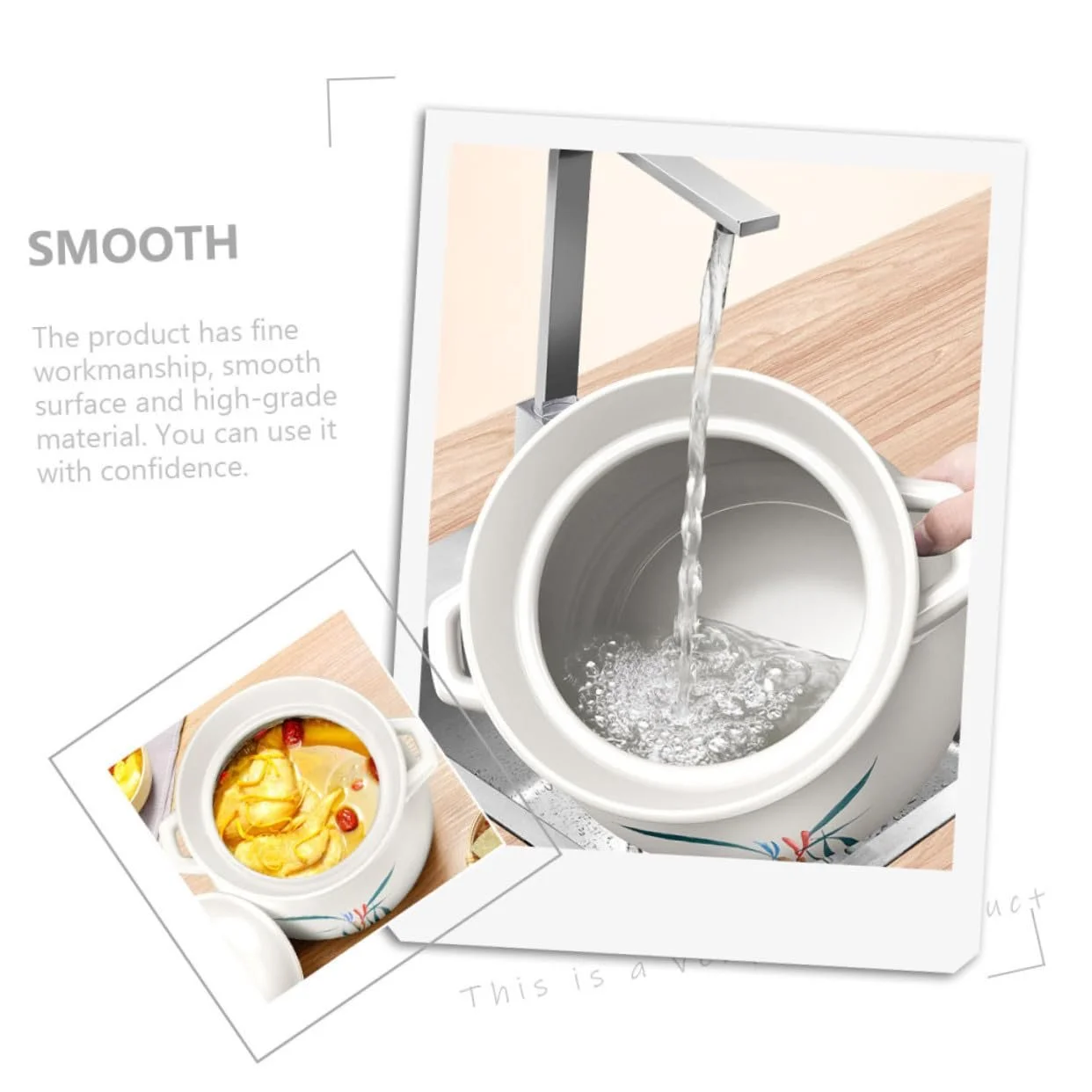 Кастрюля керамическая жаропрочная горшок для супа с крышкой гладкая поверхность, фото №3