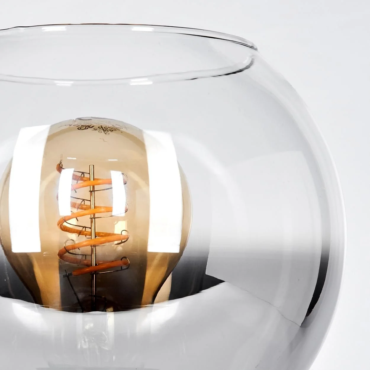 Настільна лампа HOFSTEIN Koyoto ретро метал/скло E14 15 см чорний прозорий димчастий, фото №3