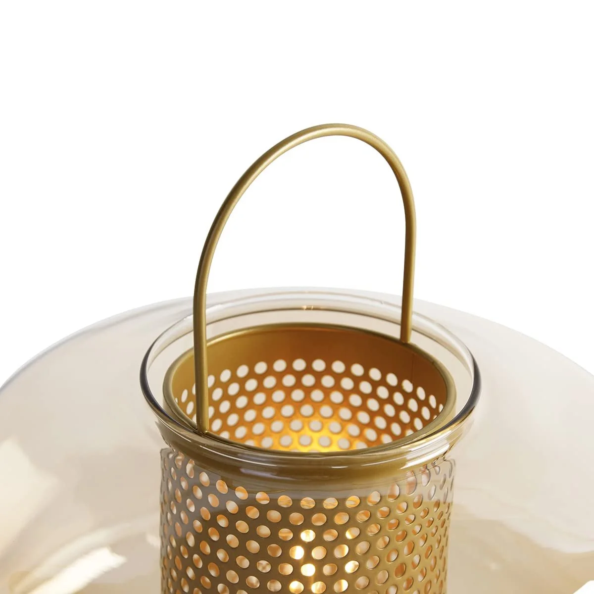 Настільна лампа Qazqa Kevin Art Deco латунь з бурштиновим склом 30 см E27 Золотий, фото №3