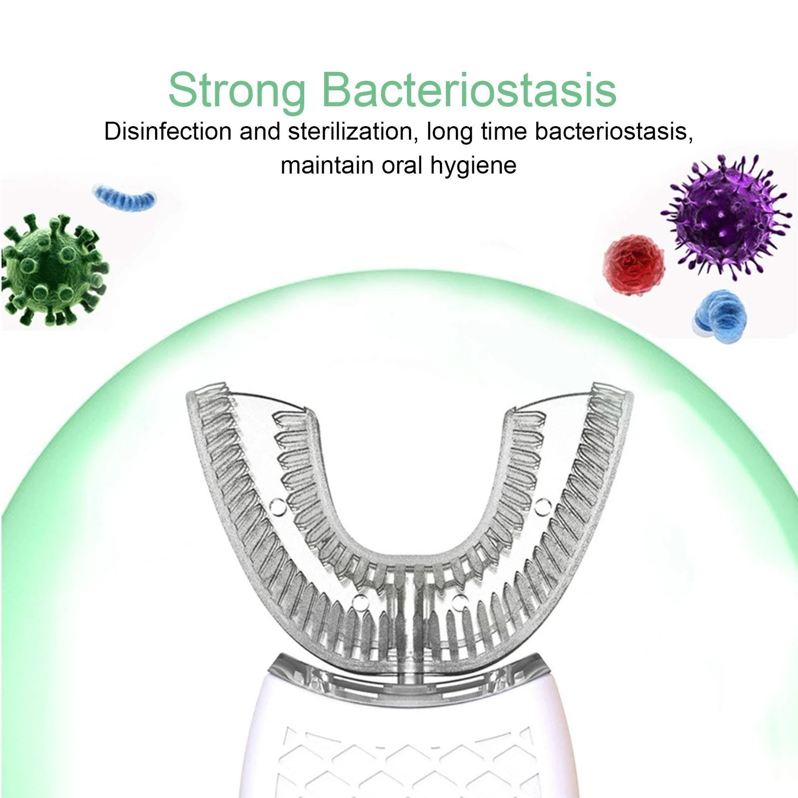 Электрическая ультразвуковая зубная щетка 360° автоматическая U-образная беспроводная Белая, фото №3