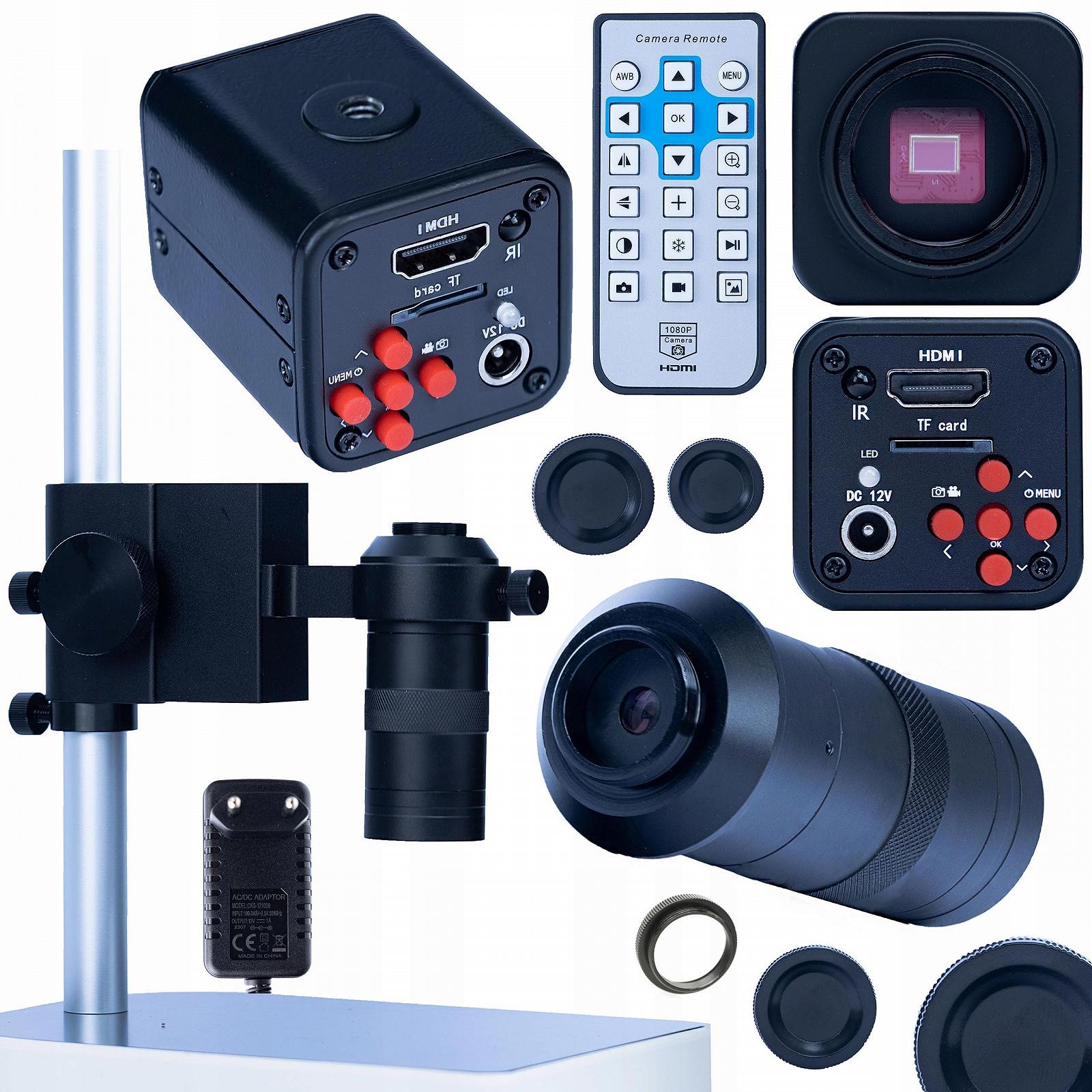 Камера для микроскопа HDMI Rosfix Set Norma Black PRO 3-в-1, 1080P + Объектив 100x C-Mount + Алюминиевый штатив | Фото/Видео 4K | Для лабораторий, промышленности, образования, фото №1