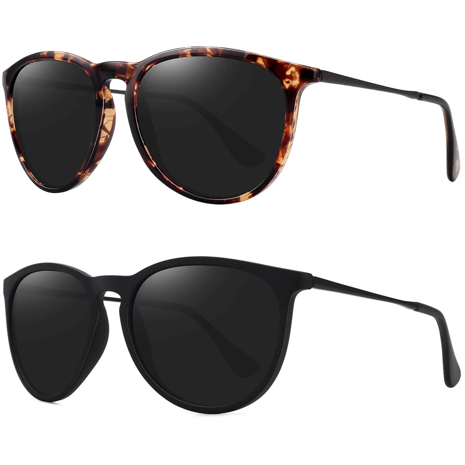 Сонцезахисні окуляри Поляризовані Жіночі WOWSUN Вінтажні Ретро Круглі Дзеркальні Лінзи, фото №1