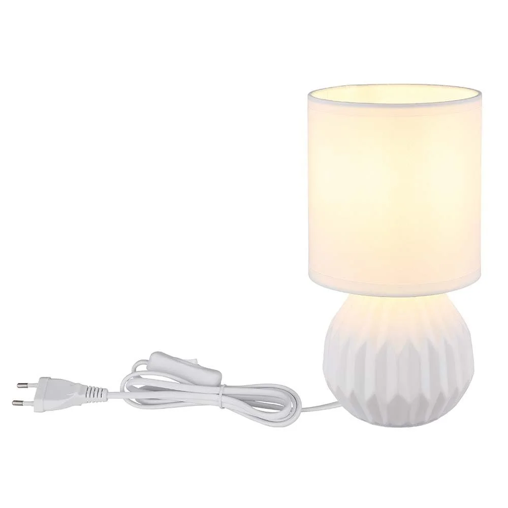 Настольная лампа GLOBO Lighting белая керамическая текстиль 23 см E14, фото №7