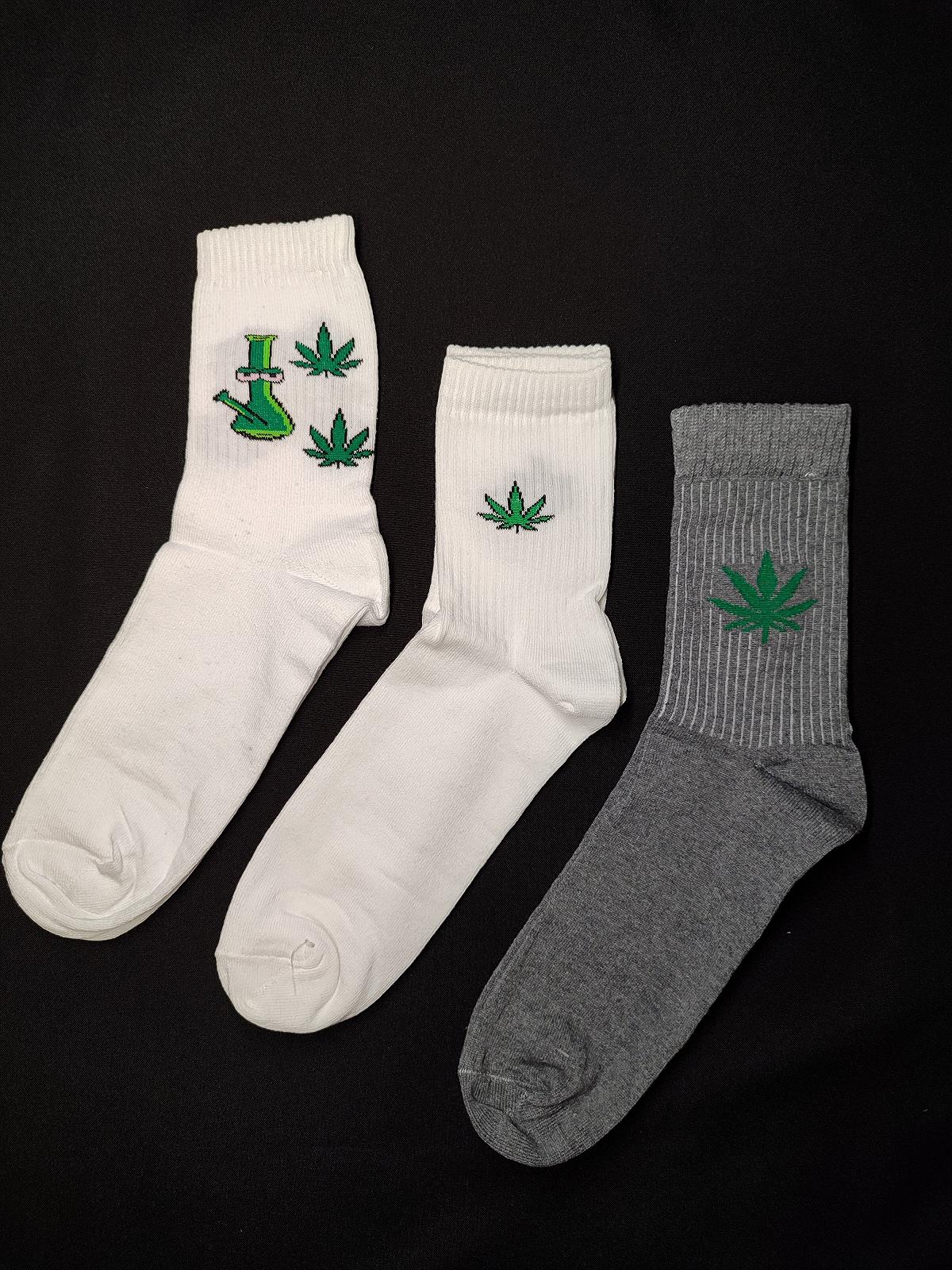 Бокс шкарпеток приколів із принтами «Маріхуана» 3 шт, фото №1