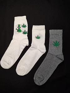 Бокс носков приколов с принтами «Марихуанна» 3 шт - Фото 1