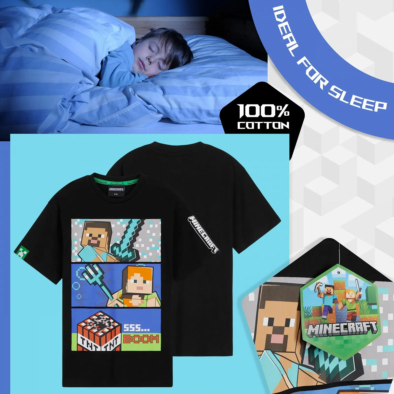 Комплект піжами (футболка та шорти) Minecraft для хлопчиків, фото №4