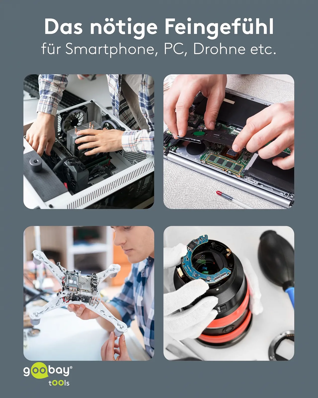 Акумуляторна викрутка goobay 58 в 1 з 50 прецизійними бітами, магнітним алюмінієвим кейсом, фото №8