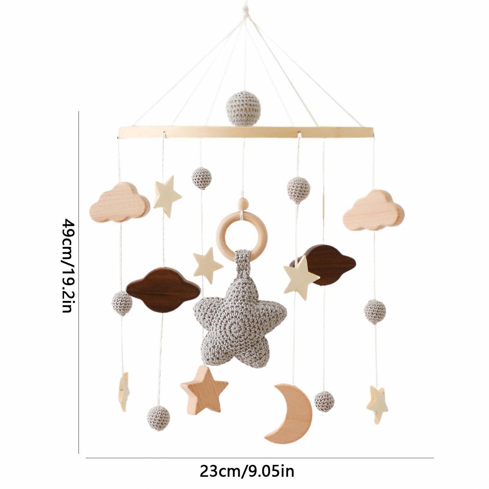 Карусель на ліжечко Sloane Wind Chime Rattle для дитячого ліжечка, підвіска в дитячу кімнату, дерев'яний орнамент з дерев'яними бусинами та фетровими кулями, фото №4