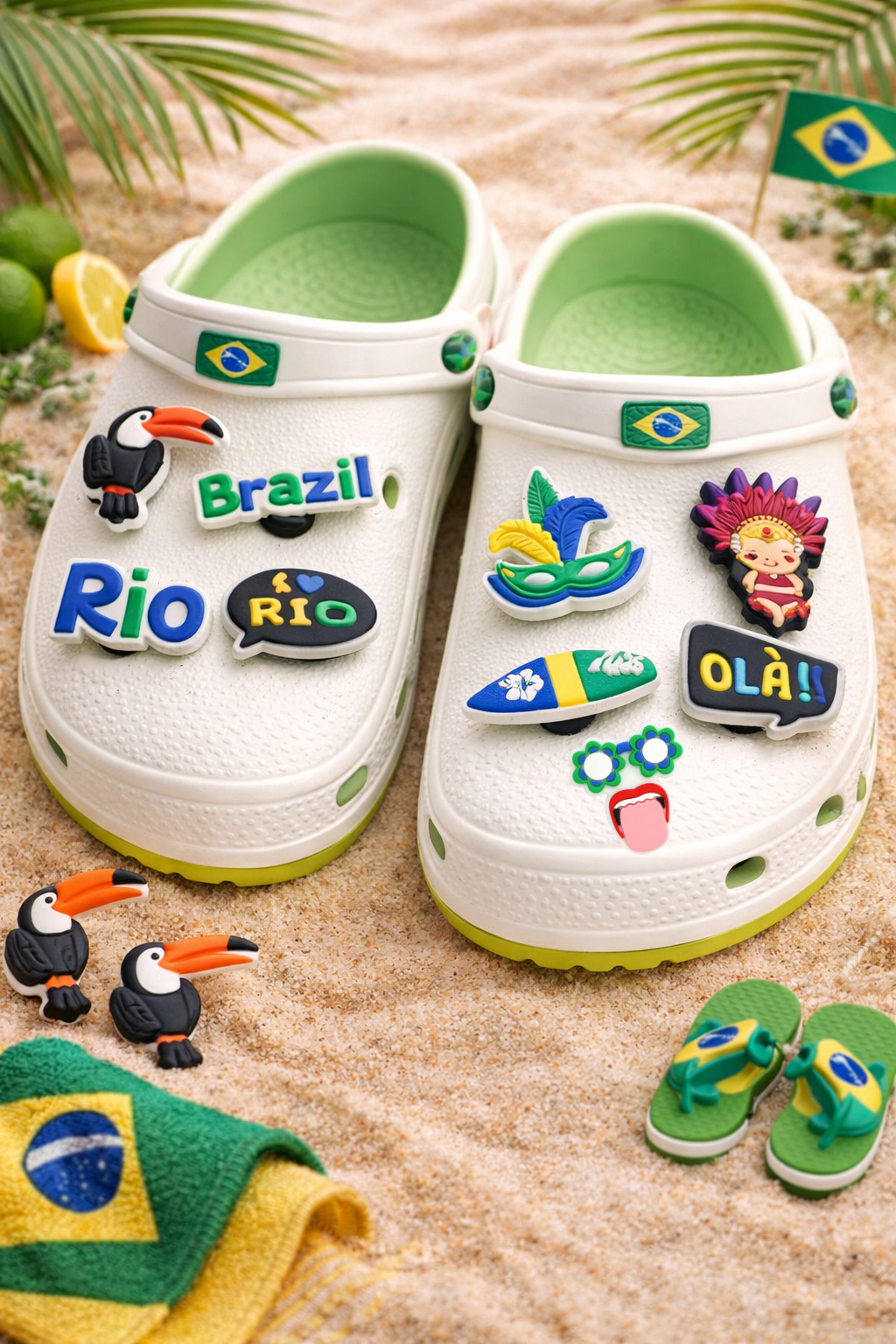 Джибітси Ріо-де-Жанейро, прикраси для крокс, набір 9 шт, фото №1