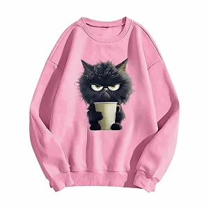 Женский свитшот Без капюшона Длинный рукав Пуловер С круглым вырезом Элегантный Однотонный Лонгслив Оверсайз Y2K-Shirt Y2K Уличный стиль Осенняя одежда Однотонная переходная куртка - Фото 1