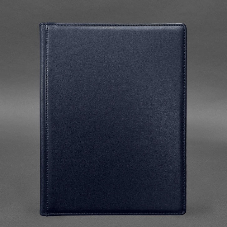 Шкіряна папка для документів на підпис темно-синя, фото №4