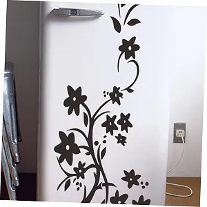 Наклейки на холодильник та стіни Квіти ПВХ 2 шт. Чорні synthetic.ua - Фото 1