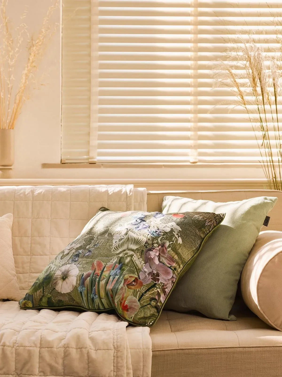 Покривало Essenza Julia Sand 270 x 265 см Бавовняний Оксамит Однотонний, фото №6