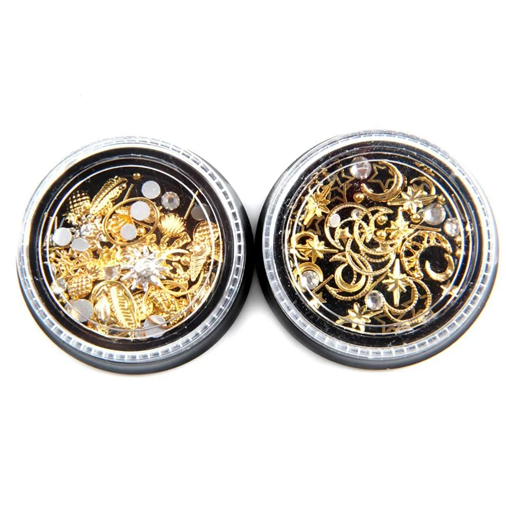 Металлические 3D украшения для ногтей Звезда Луна Золотой, 2 шт, фото №1