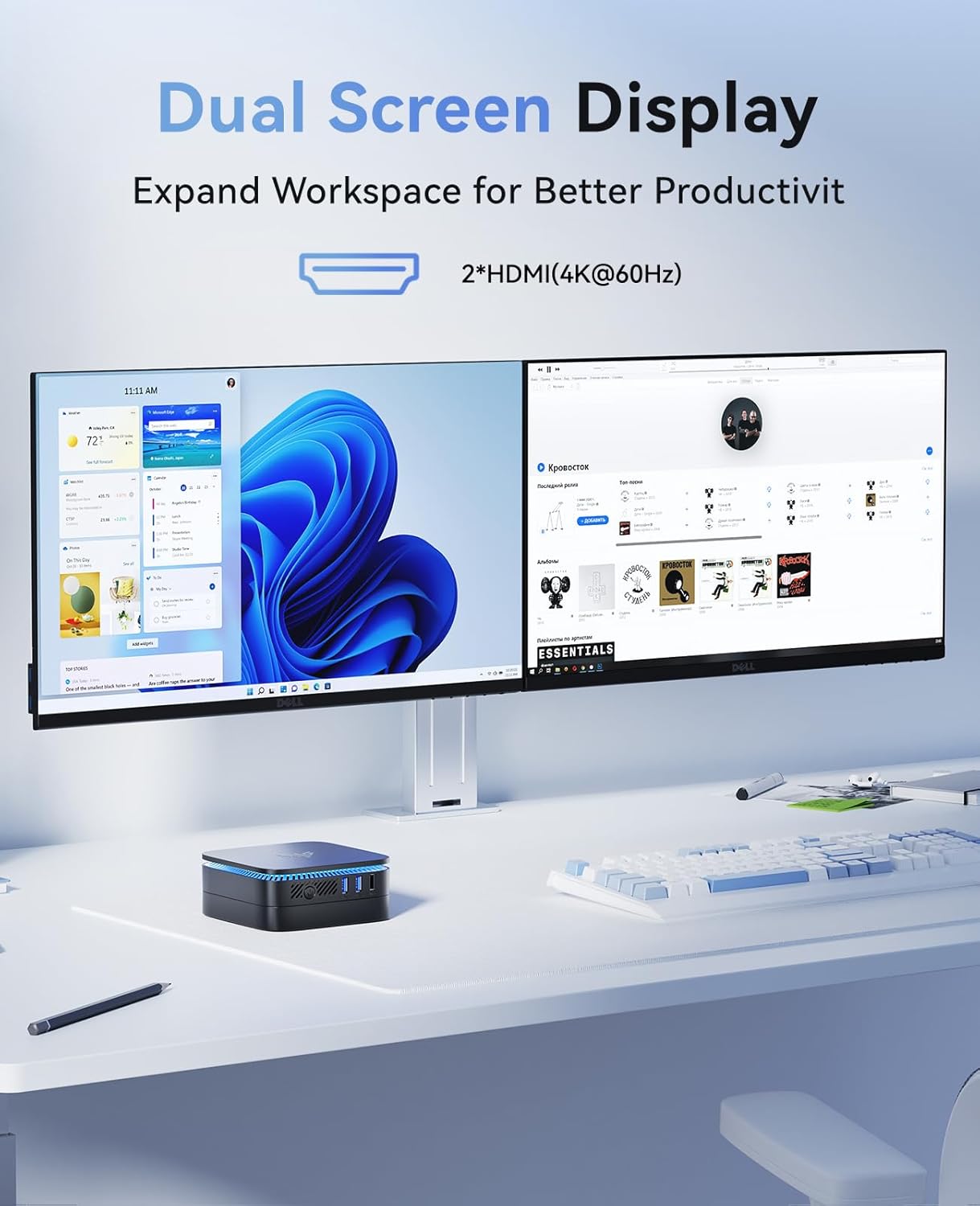 Міні ПК NiPoGi AK1PLUS / Intel Processor N100 / RAM 12GB / SSD 256GB / 2 x HDMI / LAN / Wi-Fi 6 / Bluetooth 5.2 / Windows 10 / Чорний, фото №8