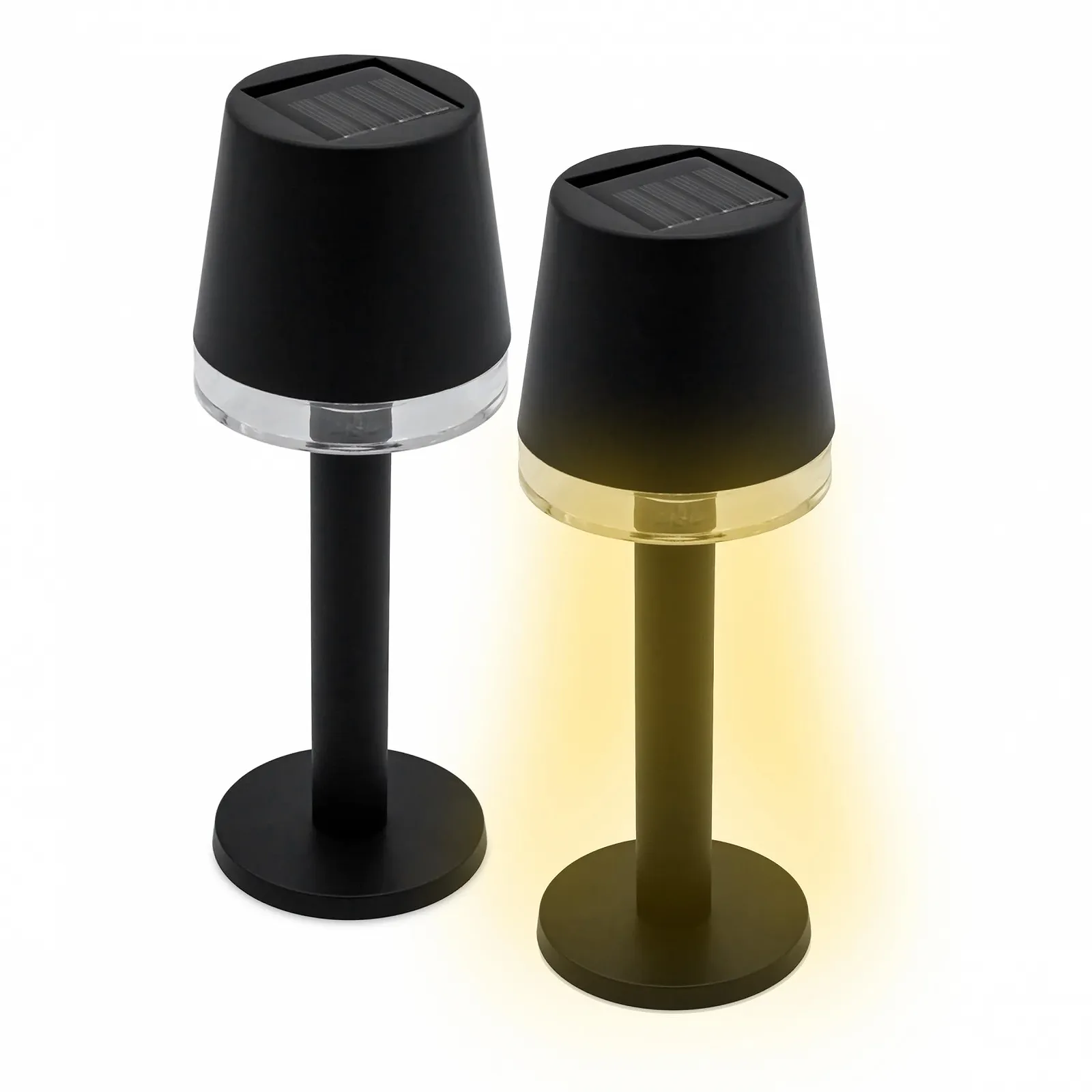Садова світлодіодна настільна лампа Spetebo на сонячних батареях набір з 2 шт чорна, фото №1