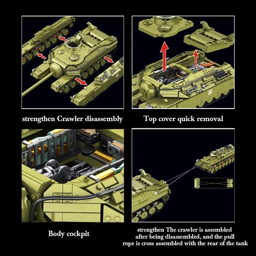 Конструктор Тяжёлый танк BAUNKO T28, 2986 деталей, военный американский танк Второй мировой войны, большая модель танка, строительные блоки, игрушечный набор для конструирования, DIY для детей и взрослых, фото №2 Конструктор Тяжёлый танк BAUNKO T28, 2986 деталей, военный американский танк Второй мировой войны, большая модель танка, строительные блоки, игрушечный набор для конструирования, DIY для детей и взрослых, фото №2