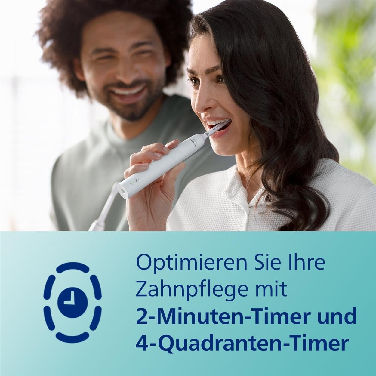 Зубна щітка електрична Philips Sonicare 3100 HX3675/13 звукова, контроль тиску, таймер, біла, 2 шт., фото №6