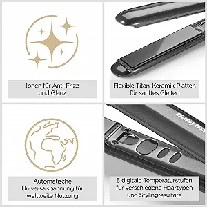 Выпрямитель для волос BaByliss Titanium Shine ST260E 5 температурных режимов 150-230°C серебристый synthetic.ua - Фото 1