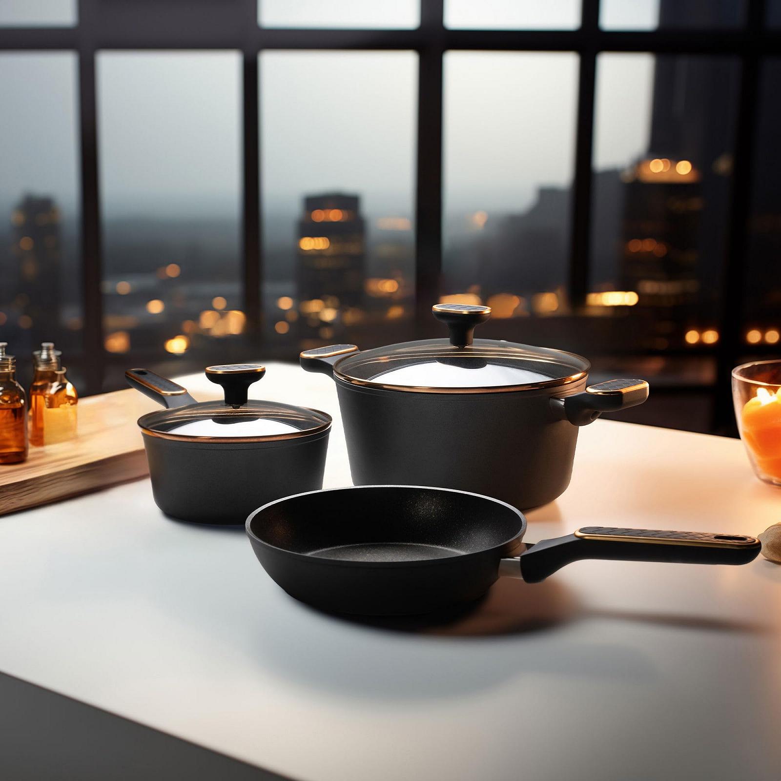 Набір STONELINE Rose Gold Induction, 11 Штуки, Каструлі з Кришкою, Набір Каструль з Реальними Кам'яними Частинками, фото №3 Набір STONELINE Rose Gold Induction, 11 Штуки, Каструлі з Кришкою, Набір Каструль з Реальними Кам'яними Частинками, фото №3