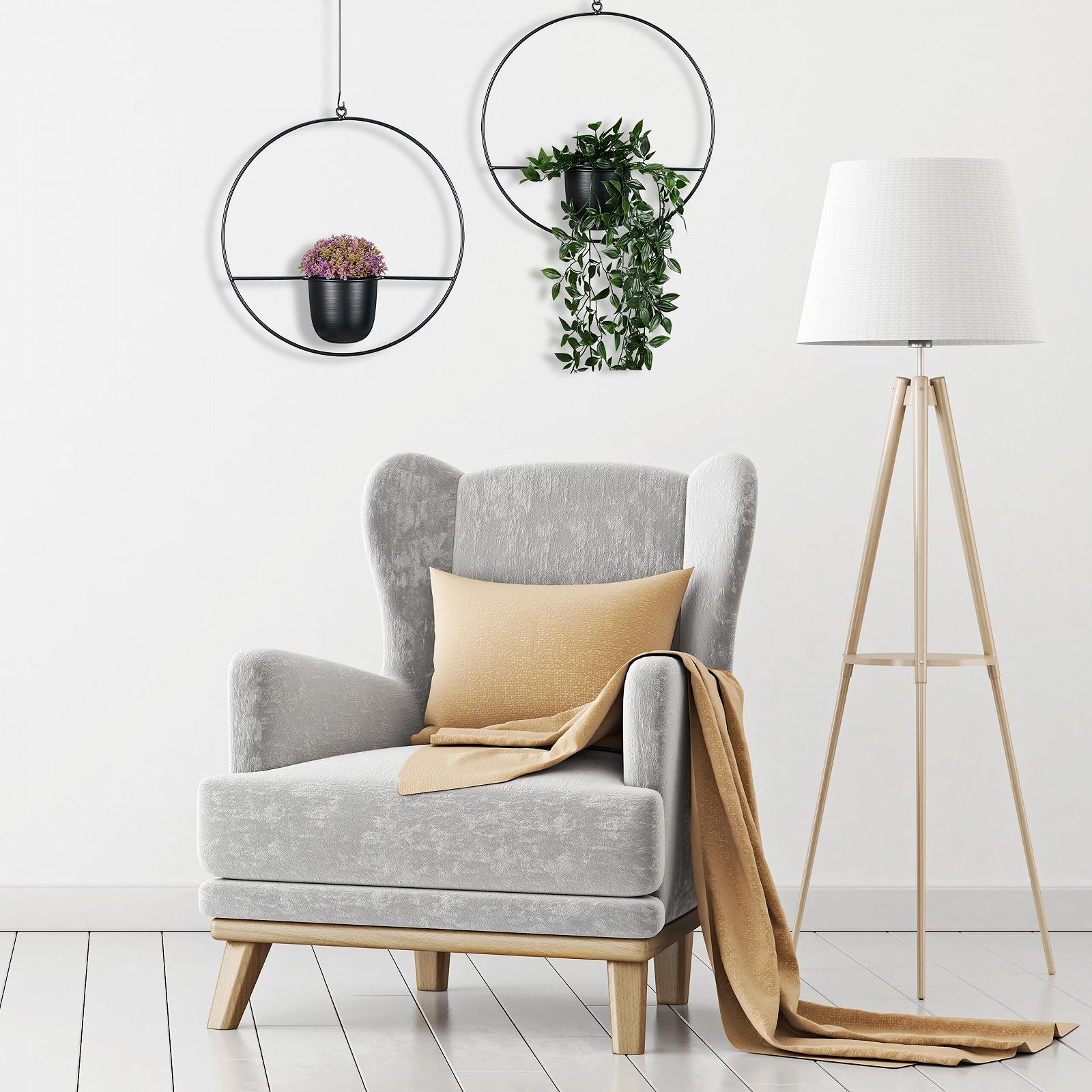 Підвісне кашпо Relaxdays, набір 2 шт., Ø34.5 см, металеве, чорне, фото №5