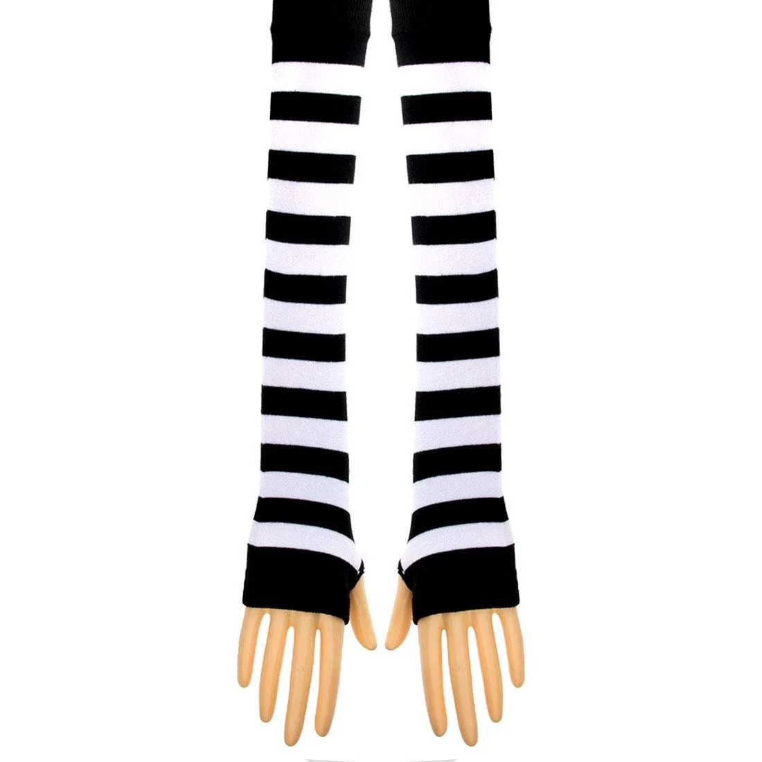 Гетры в полоску вязаные длинные носки выше колена чулки аксессуары для вечернего костюма 2 пары в наборе One Size Black/White, черный/белый, фото №3
