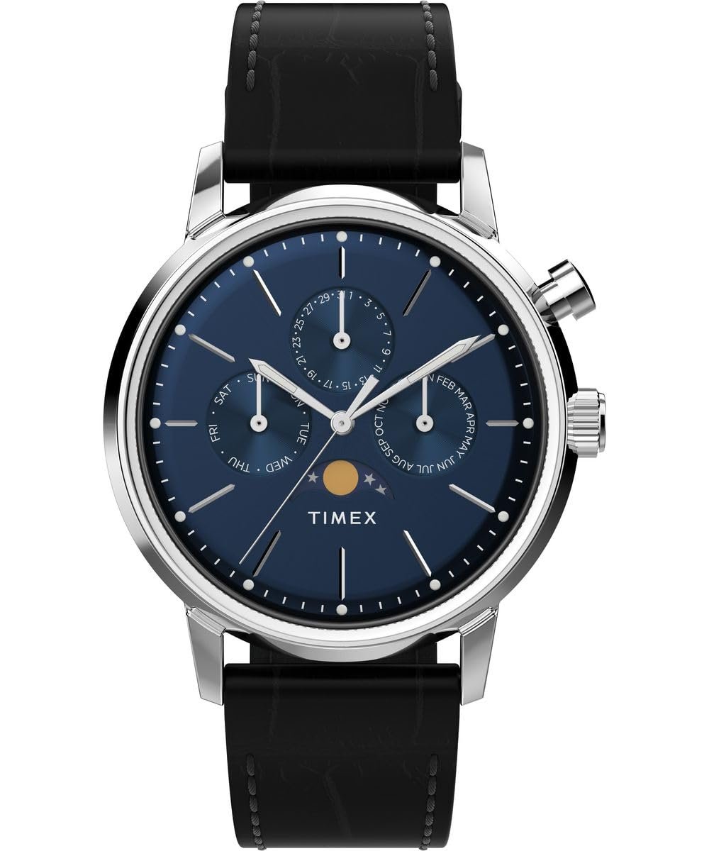 Годинник Timex Marlin Moonphase Чоловічий Багатофункціональний циферблат, чорний, фото №1