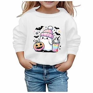 Свитшот Generisch Хэллоуин, детский, для девочки, без капюшона, с принтом привидений, с круглым вырезом, осенне-зимний, с длинными рукавами, удобный, оверсайз, K
u00fcrbiskopf Streetwear - Фото 1