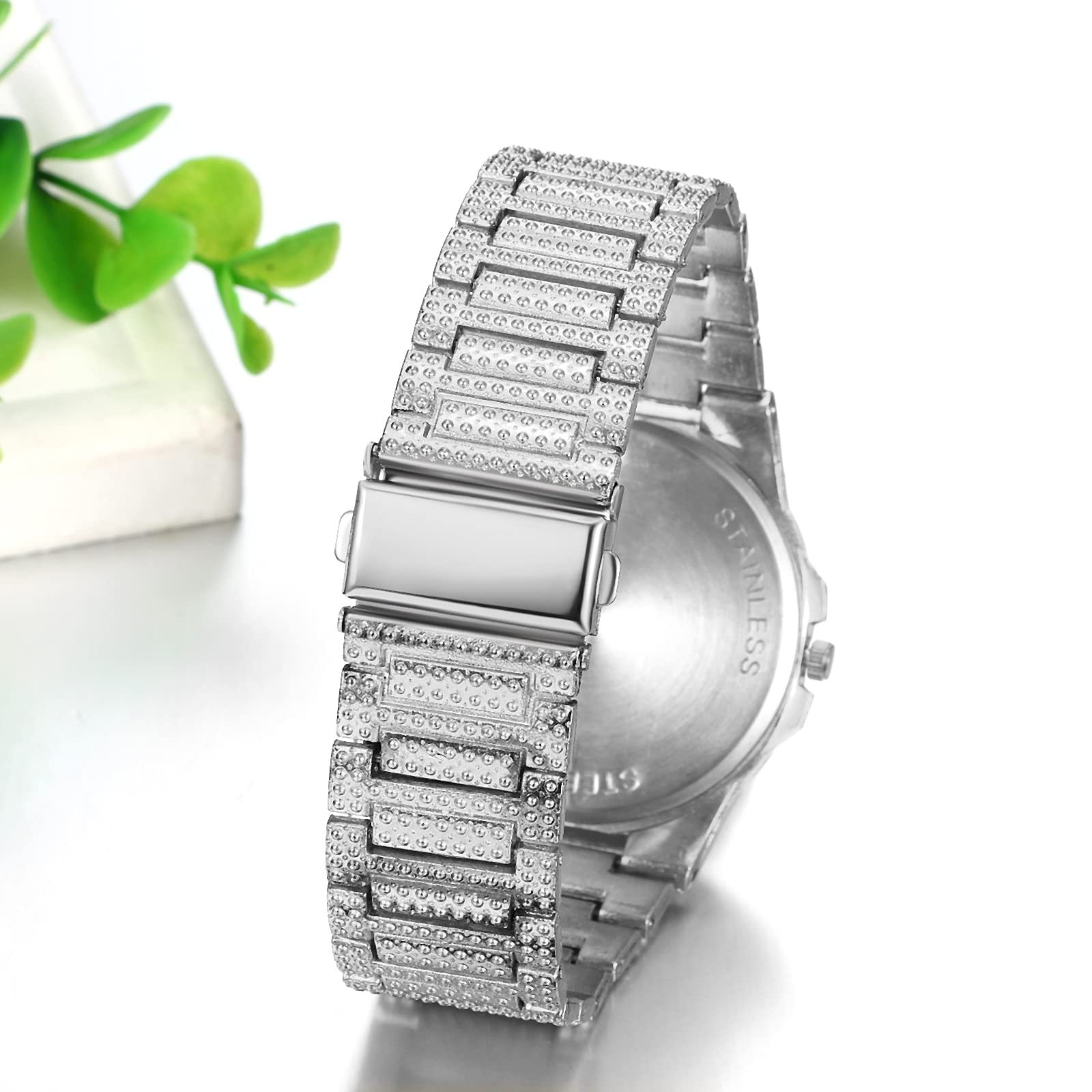 Часы Кварцевые Аналоговые JewelryWe Квадратные Золотой/Серебряный, фото №4