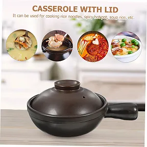 Кастрюля-жаровня керамическая традиционная малая с крышкой и ручкой synthetic.ua - Фото 1