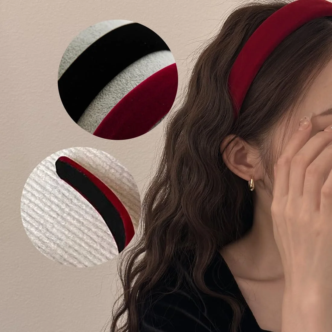 Набір оксамитових обручів на голову (2 шт.), фото №4