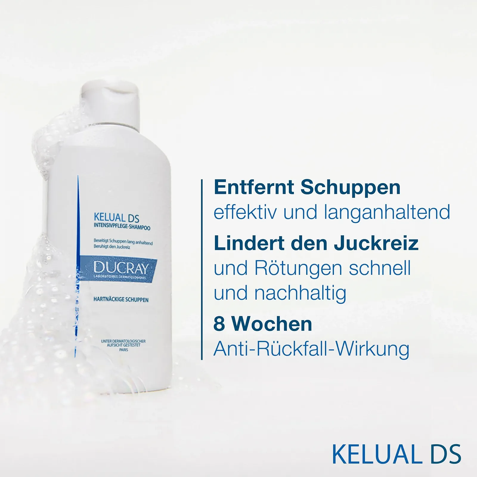 Шампунь против перхоти Ducray KELUAL DS, дерматологический шампунь для волос, эффективный против перхоти и зуда кожи головы, клинически протестирован, 100 мл, фото №2 Шампунь против перхоти Ducray KELUAL DS, дерматологический шампунь для волос, эффективный против перхоти и зуда кожи головы, клинически протестирован, 100 мл, фото №2