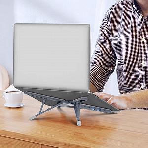 Подставка для ноутбука алюминиевая регулируемая эргономичная с охлаждением USB Type C PD100W адаптером synthetic.ua - Фото 1