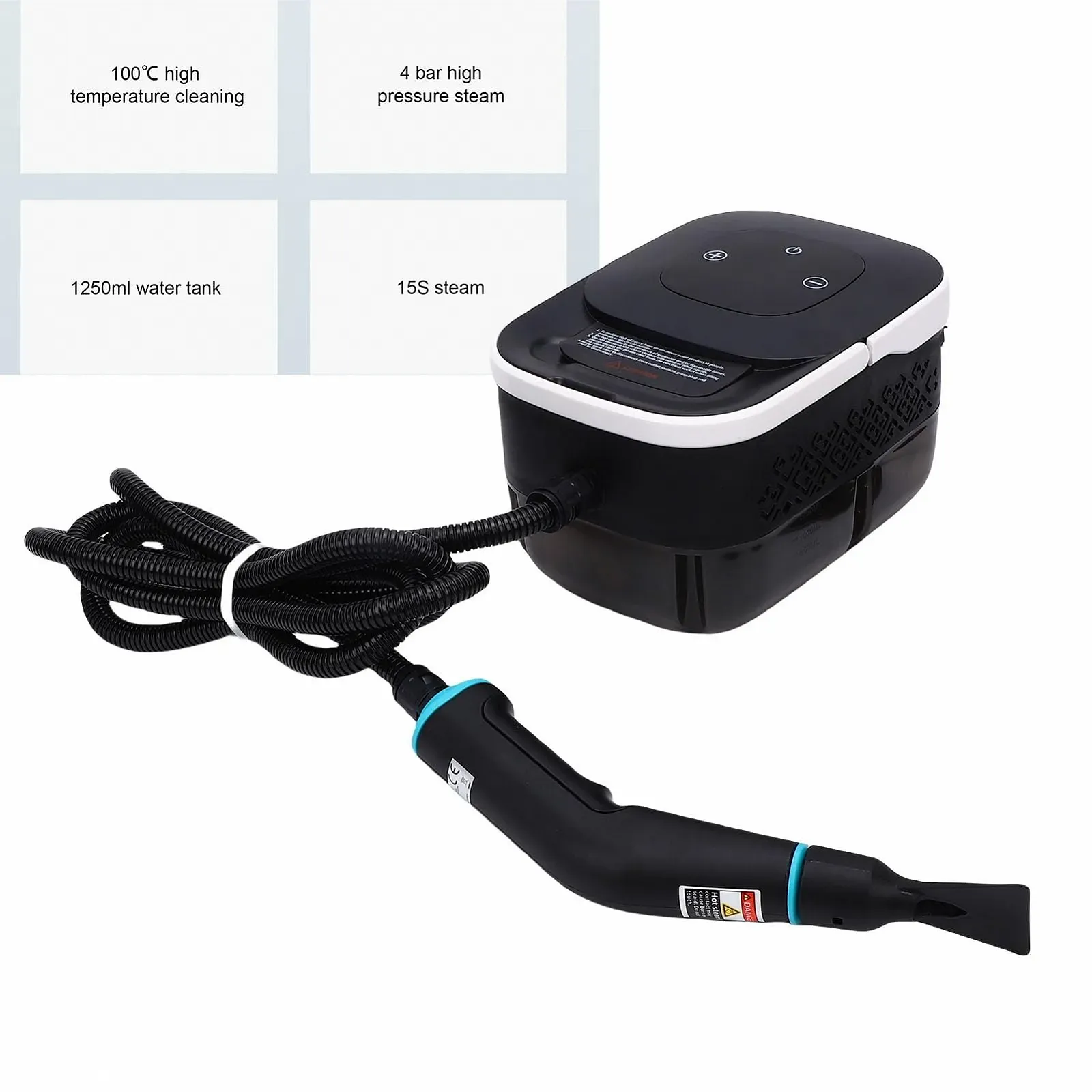 Пароочисник 1500Вт 1250мл 4бар 6 швидкостей ручний переносний, фото №2