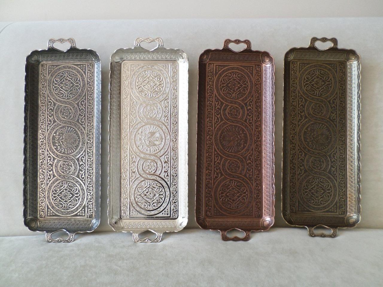 Турецкий кофеный поднос в восточном стиле металлический Цвет Золото, фото №6