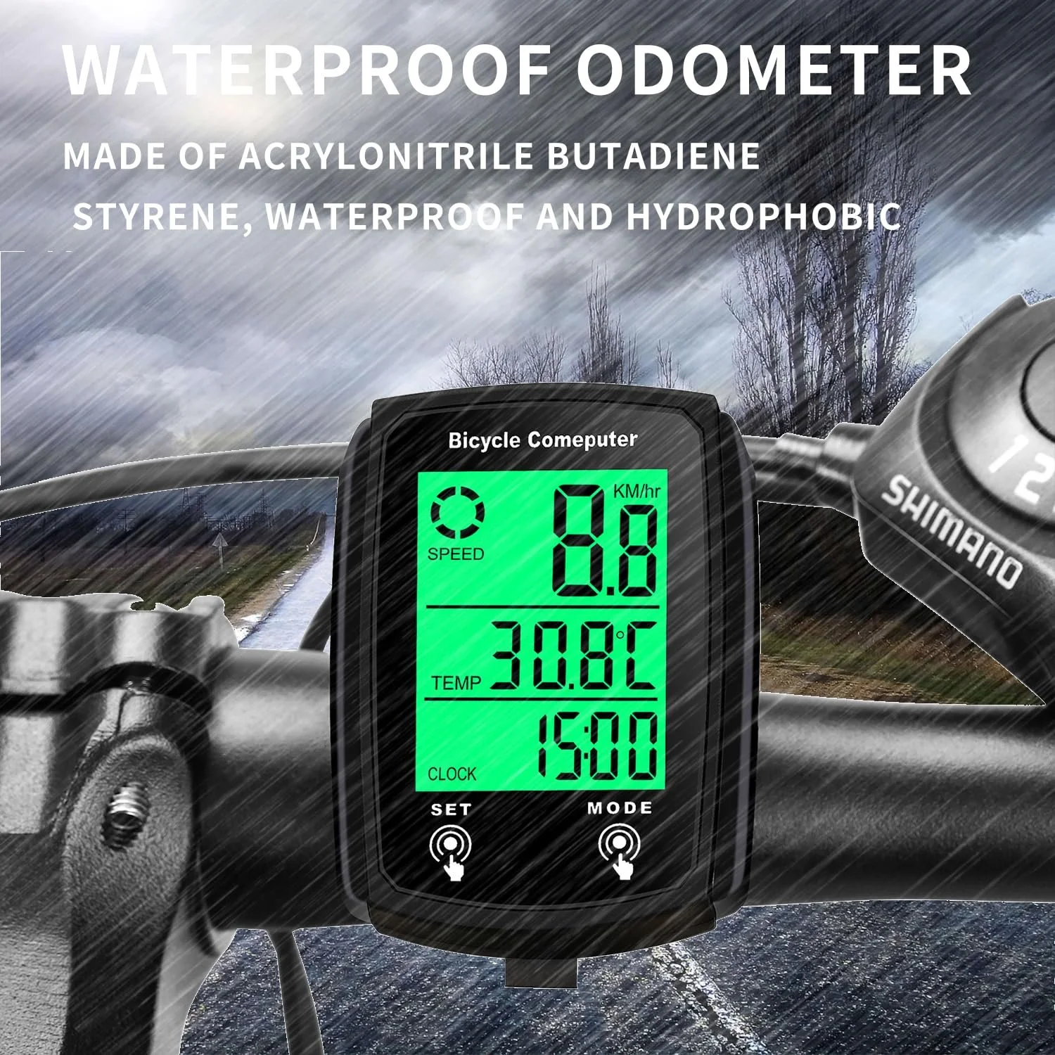 Велокомп’ютер 1 Set Waterproof Touch Screen Speedometer чорний, фото №5